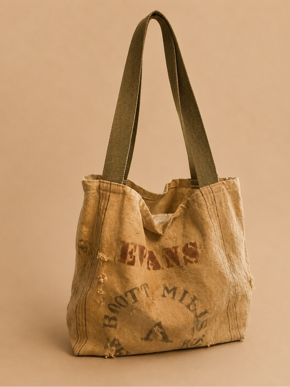 Vintage Industrial Canvas Tote Bag – Distressed Military Style Market Bag